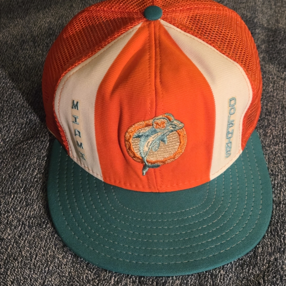 Vintage Miami Dolphins AJD Lucky Stripes Adjustable Snapback Hat Large